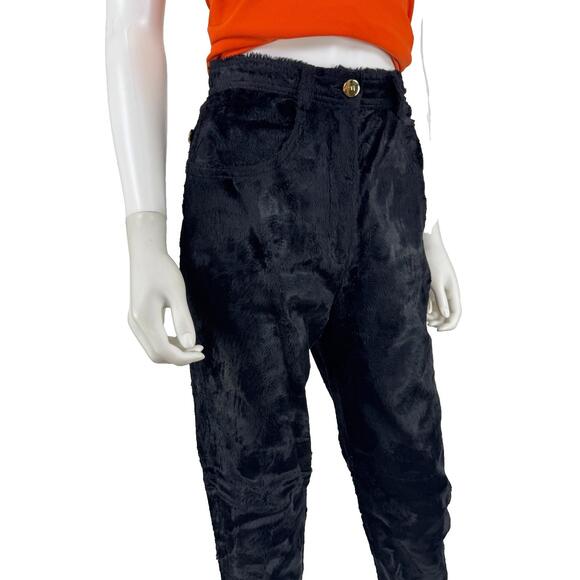 Gianfranco Ferre Black Faux Fur Pants 4 #236100G77B - Picture 4 of 12